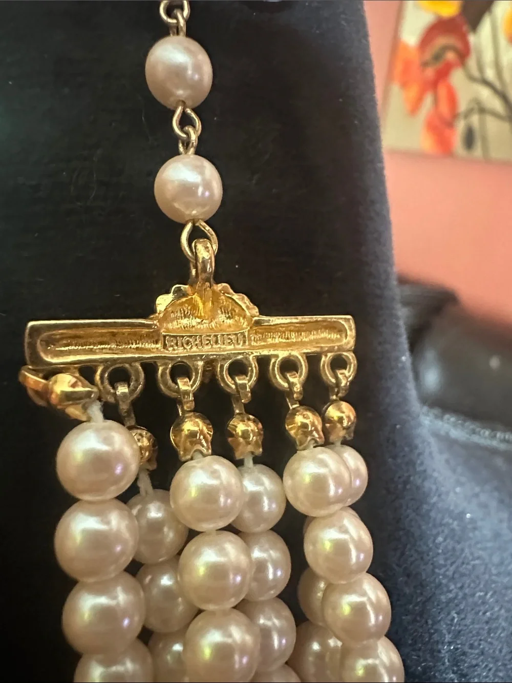 Vintage Multi-Strand Pearl Choker Necklace - Cream Pearlescent